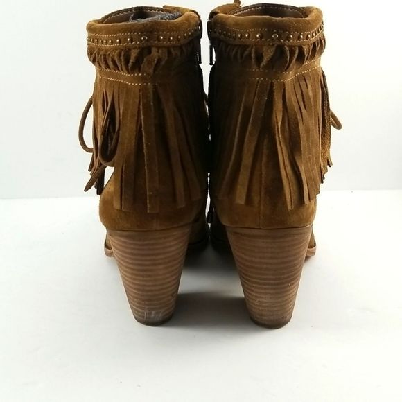 Gianni Bini Suede/Leather Fringe Lace Up Ankle Boots/Booties. Size 8M.  S667 - Picture 4 of 6
